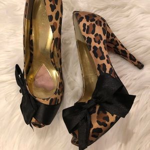 Paris Hilton Leopard Peep Toe with Bow